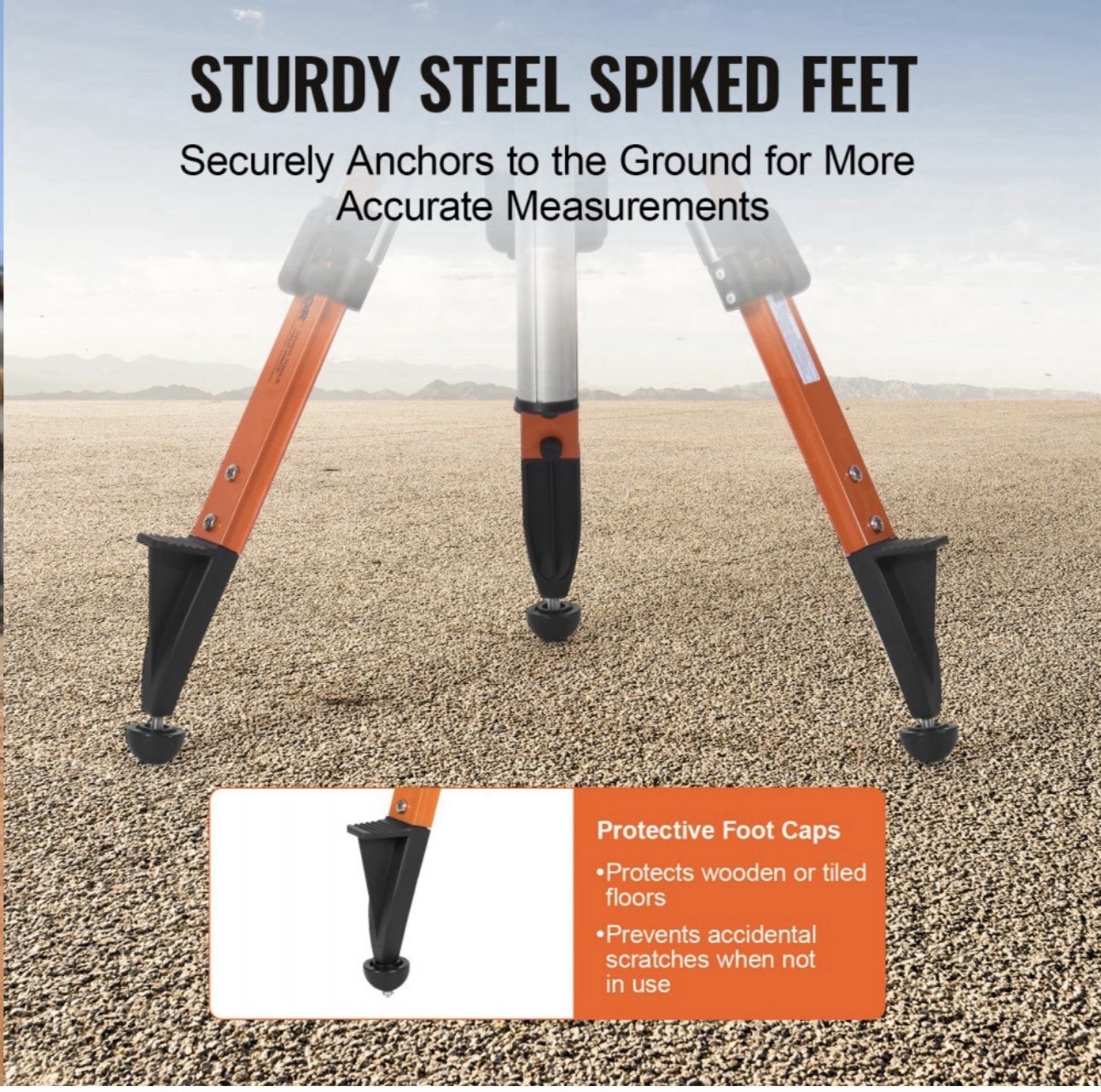 VEVOR Laser Level Tripod Stand 5/8″-11 Thread 27.16-67.71 in Height Adjustment