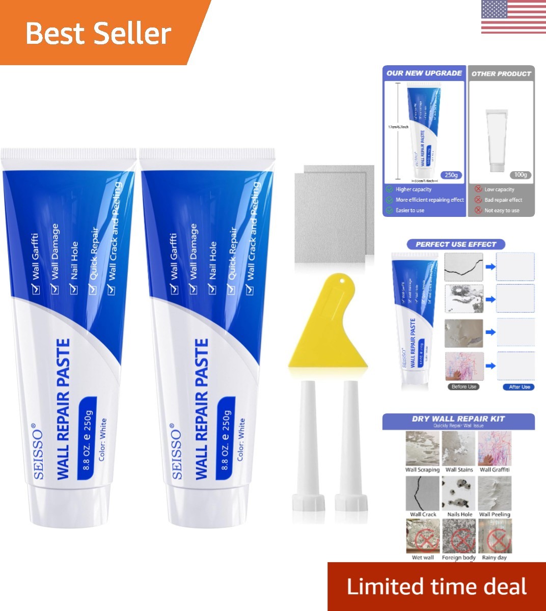 Rapid Wall Repair Solution – 500g Fast-Drying Spackle with Tools Included