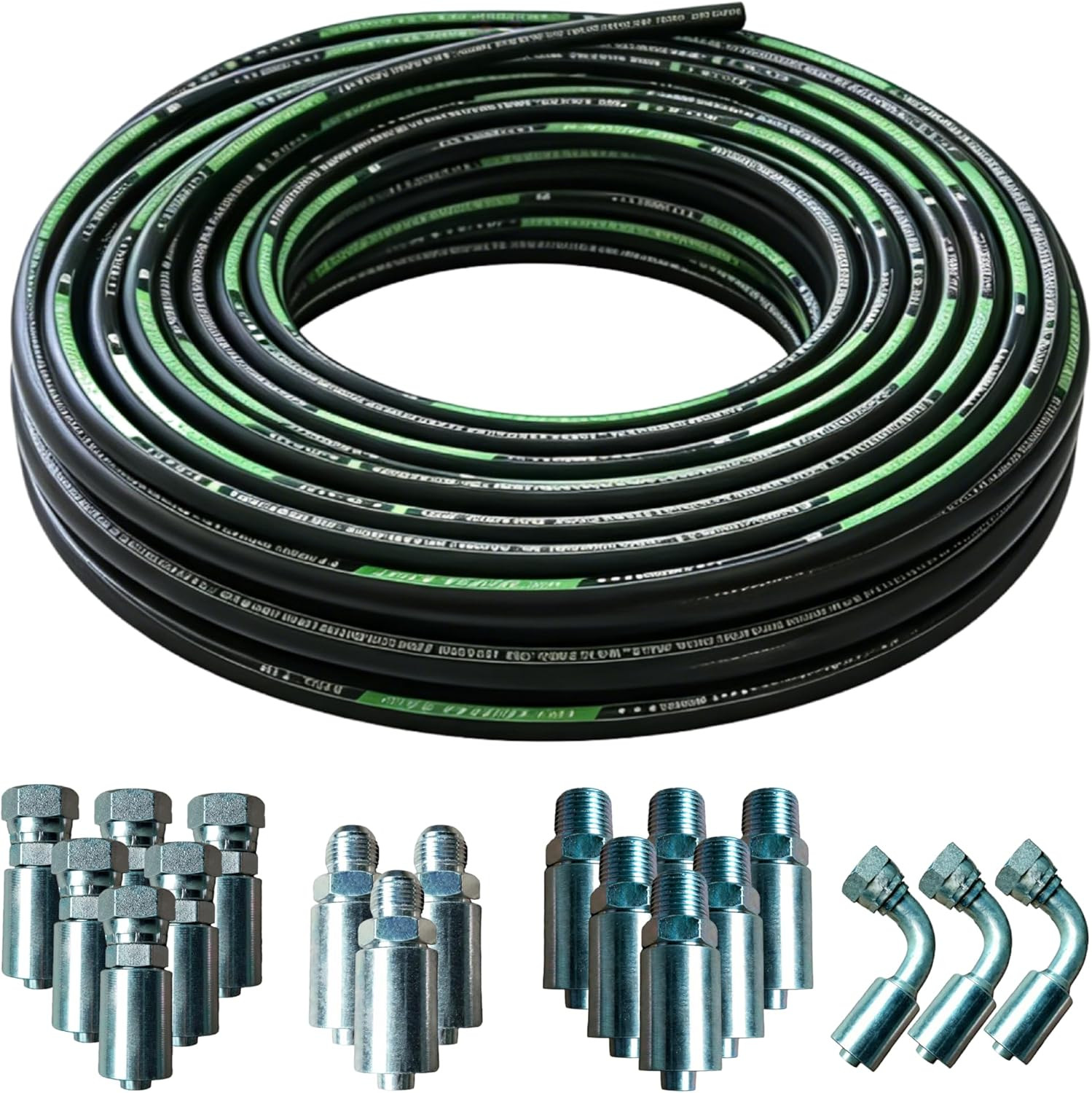 10Ft 1/4 Inch Hydraulic Hose (EN853 SAE 100R2AT -70Mpa/10150Psi, 2-Layer Steel B