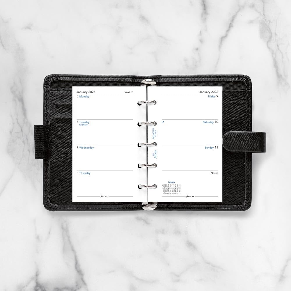 Calendar Diary Refill, Mini Size, Week-to-View with Notes Section, White , Un…