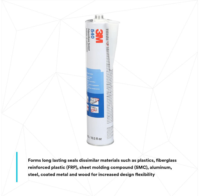 3M Polyurethane Sealant 540, Gray, 310 mL Cartridge, Free Shipping, 1 Each