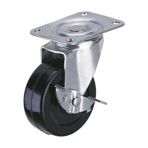 65mm Caster Wheel 66 pounds Swivel and Center Brake Rubber Top Plate