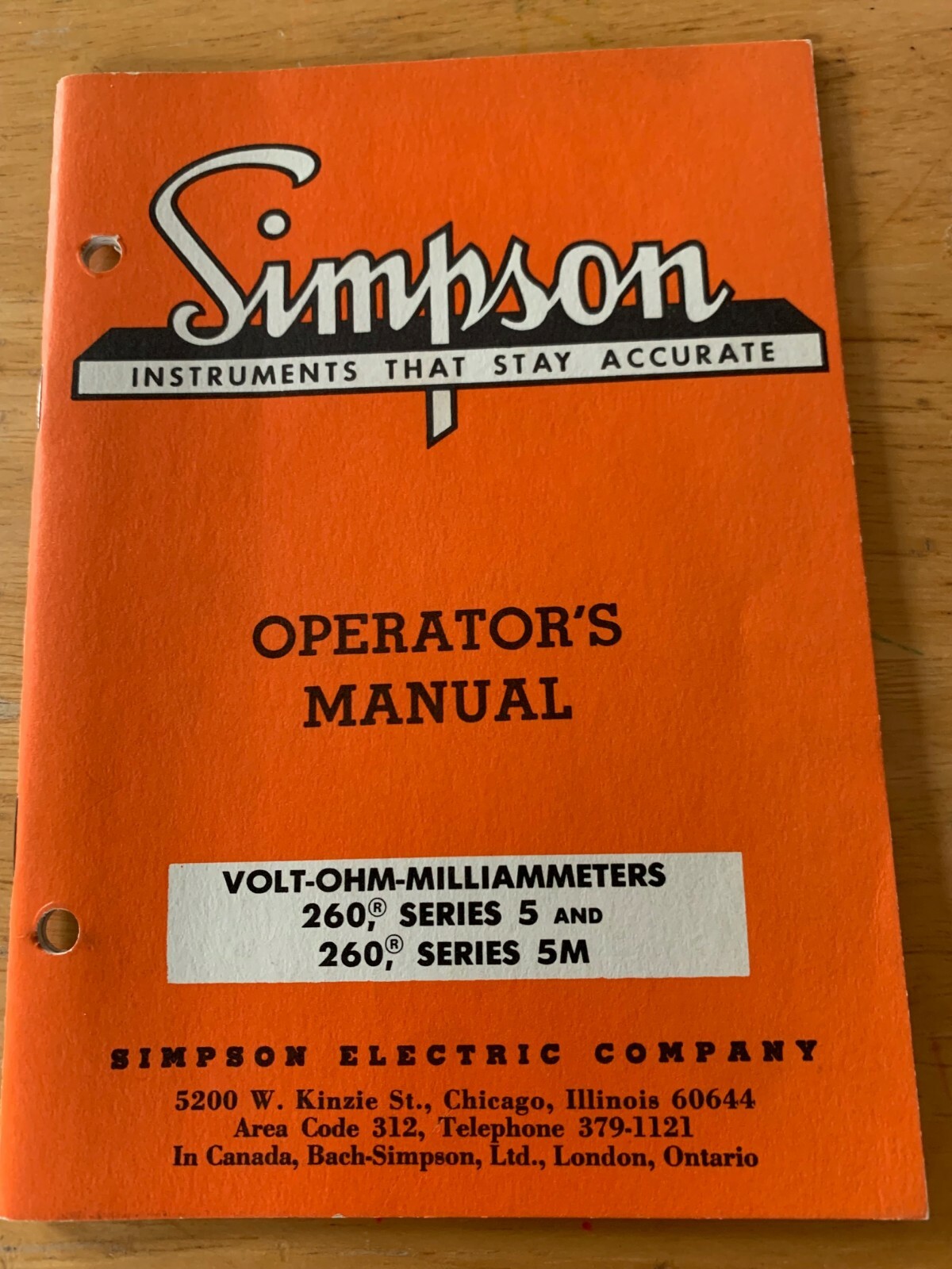 Simpson 260 series 5, 5m, Operator’s Manual, 1966