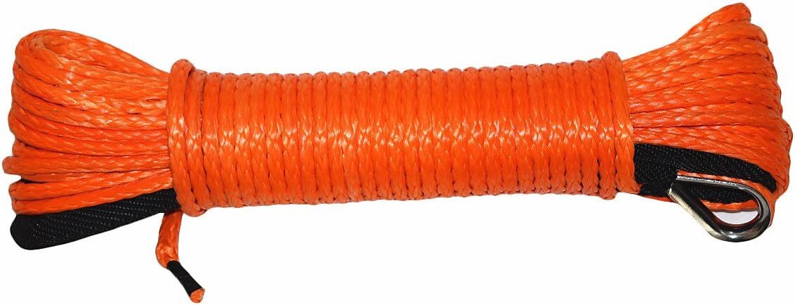 Orange 316 Inch 50Ft Synthetic Atv Winch Rope 4500Lbs Safe Replacement Cable