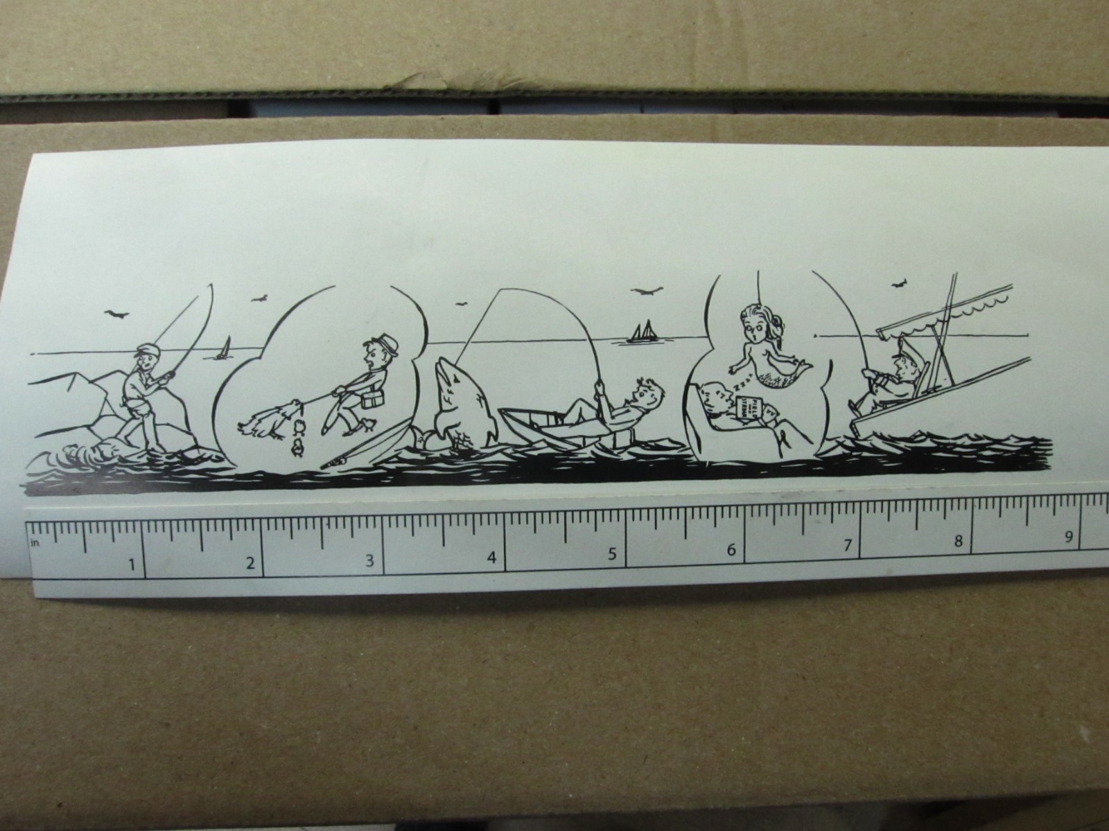 Printing Letterpress Printers Cut, Large Printers Cut «Whimsical Fishing » Zinc