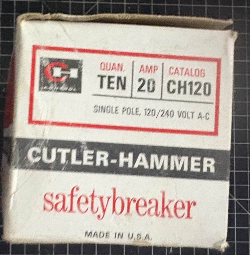 Lot of 10 Eaton Cutler Hammer CH120 CHF120 20 Amp 1 Pole Type CH Circuit Breaker
