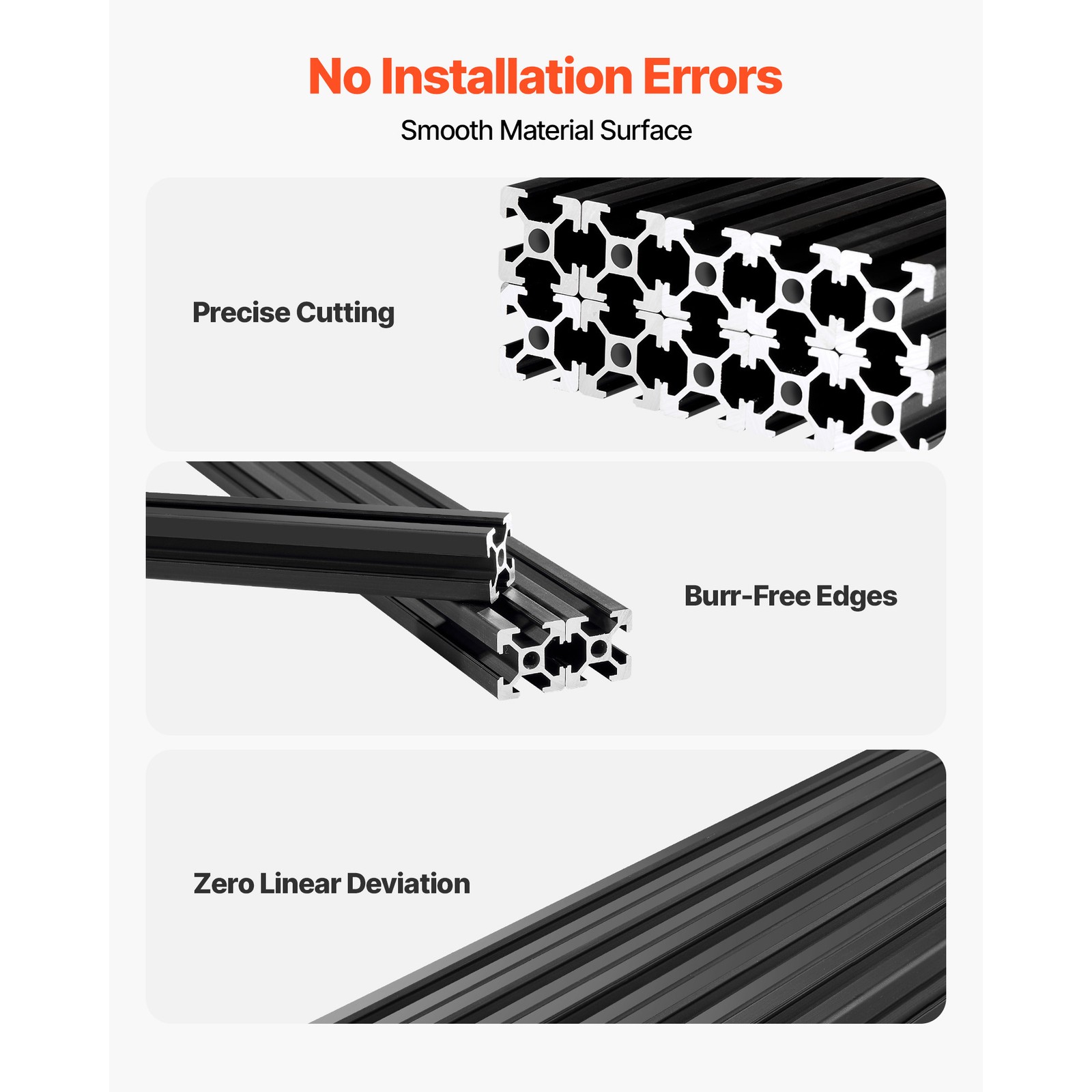 Uimoso 10PCS 2020 Aluminum Extrusion 48″ 1220 mm T-Slot Linear Rail in Black