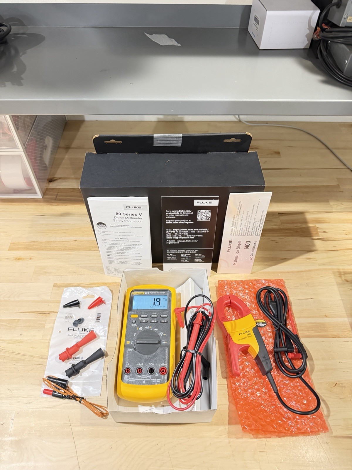 FLUKE 87V/IMSK INDUSTRIAL MULTIMETER SERVICE KIT W/ i400 AC CURRENT CLAMP