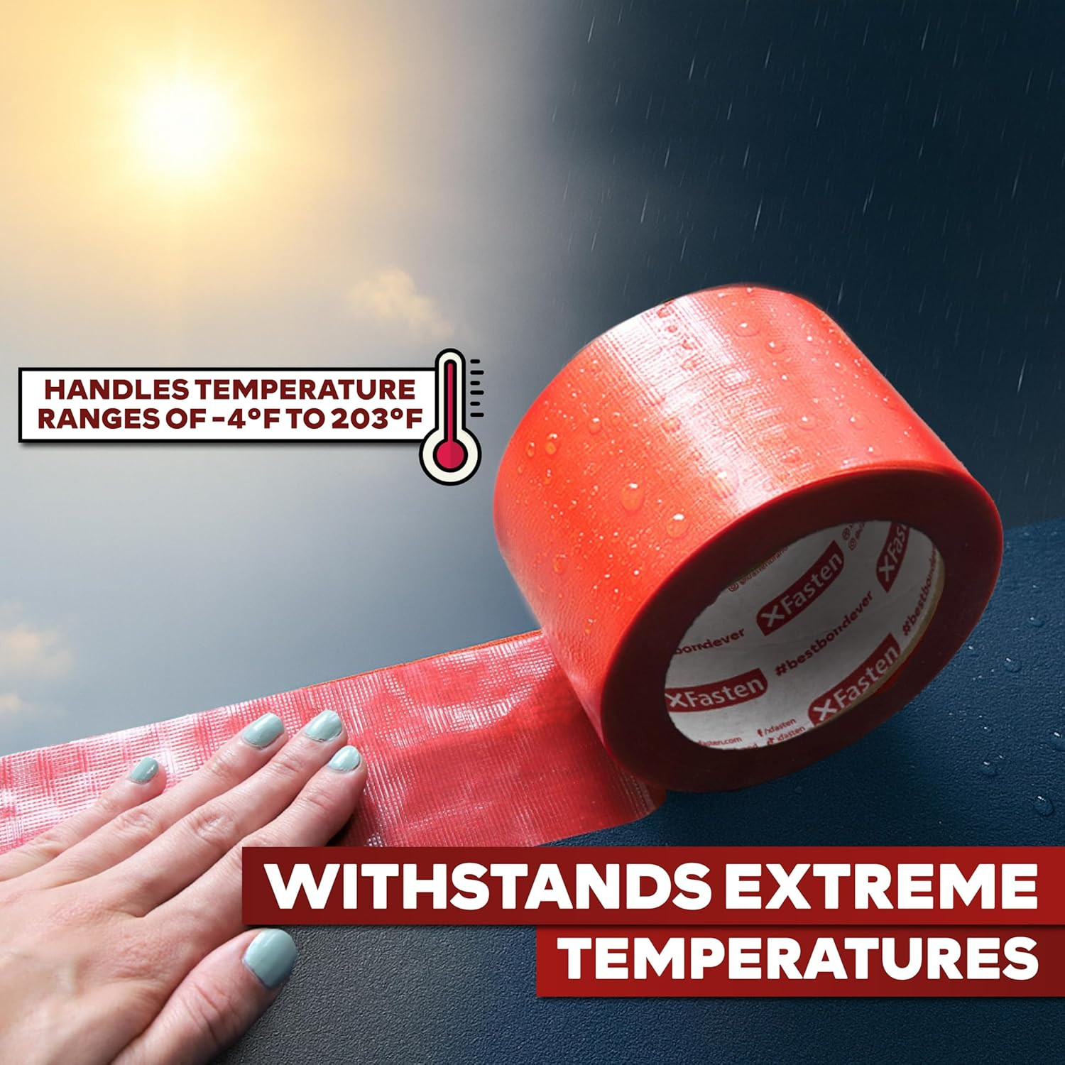 Construction Seaming Tape Red 3”X55Yds Sheathing Tape for Epoxy Resin