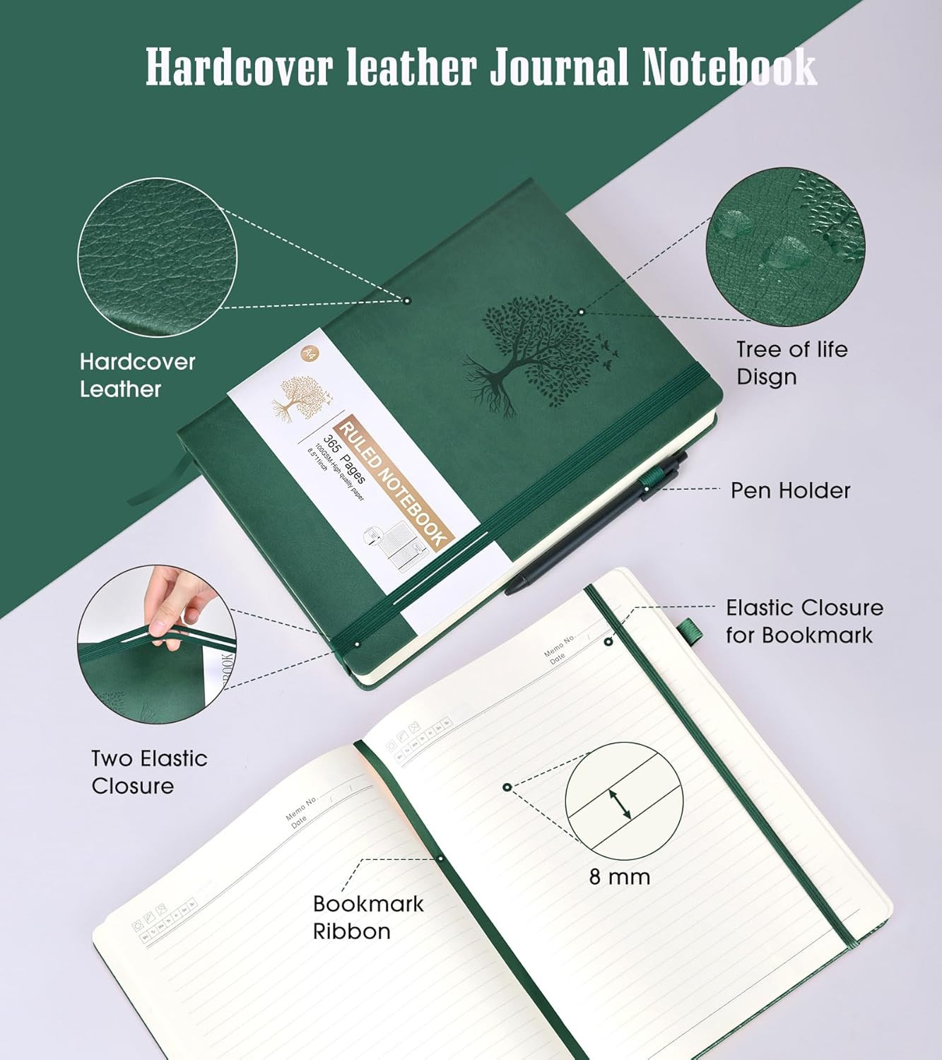 Lined Journal Notebook -365 Pages A5 Thick Journals for Writing Ruled Notebook,