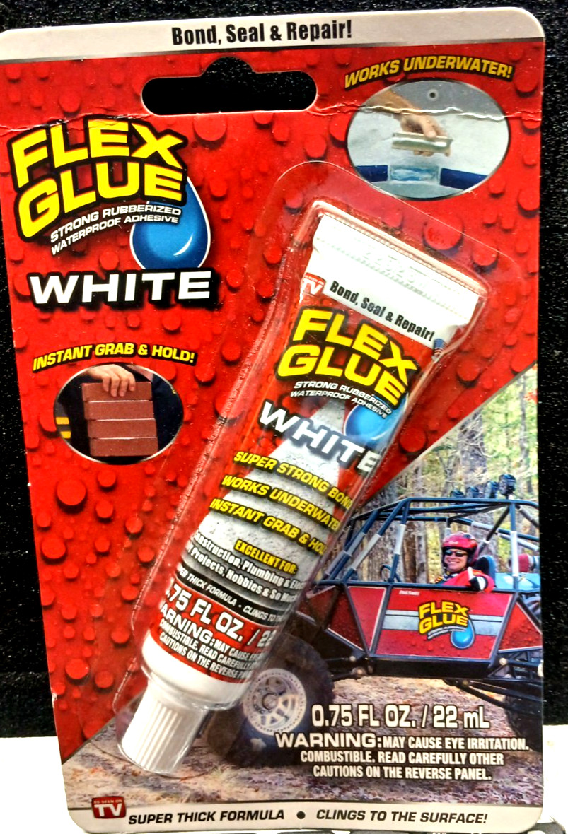 Flex Glue Strong Rubberized Waterproof Adhesive – White – .75 oz./NEW
