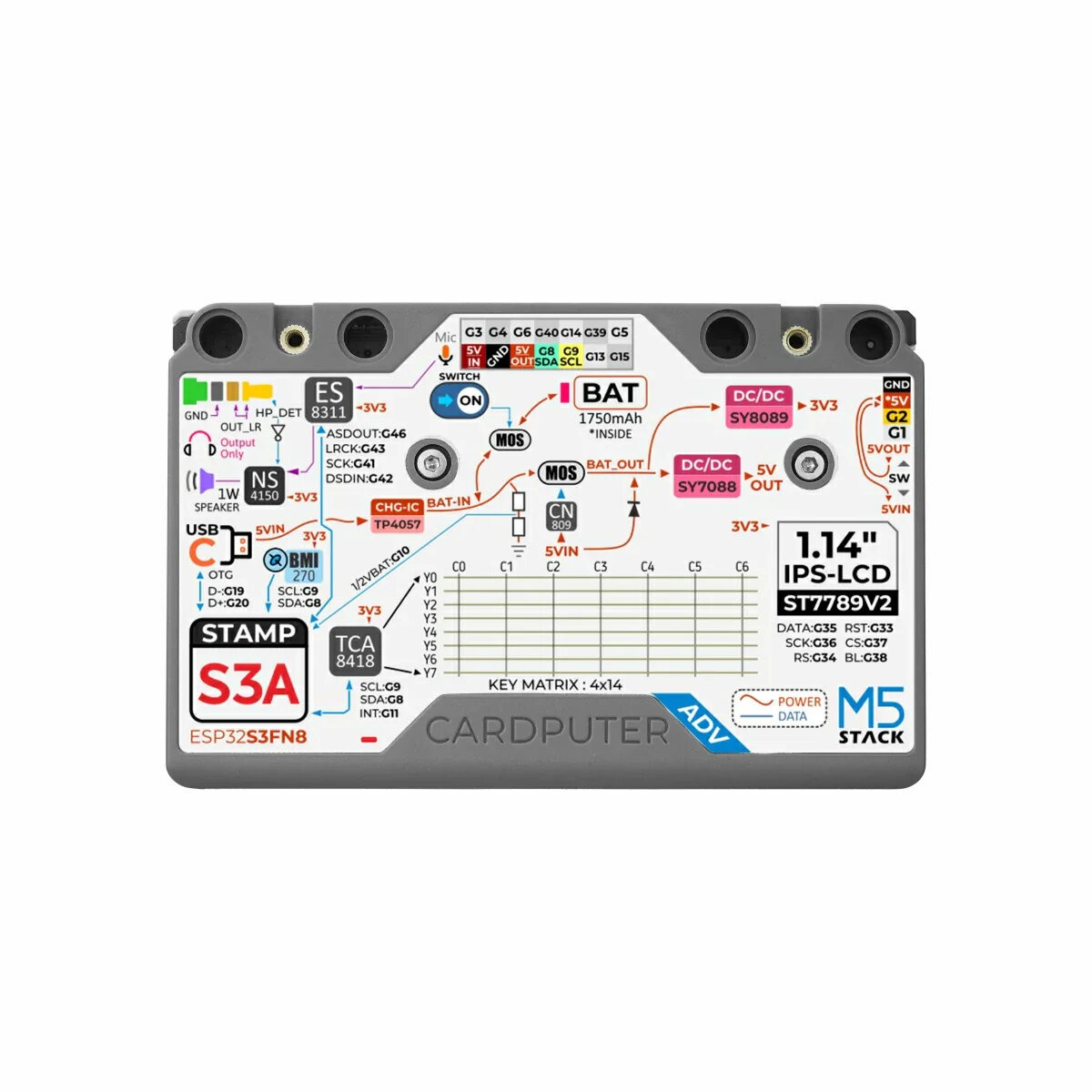 M5Stack Cardputer ADV Card Computer 56-key Programmable Development Board S3A