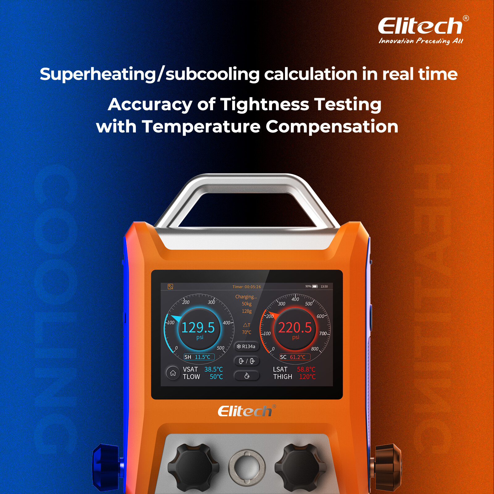 Elitech EMG-40V Digital Manifold Gauge +ILD-200 Leak Detector+LMC-100A+Scale