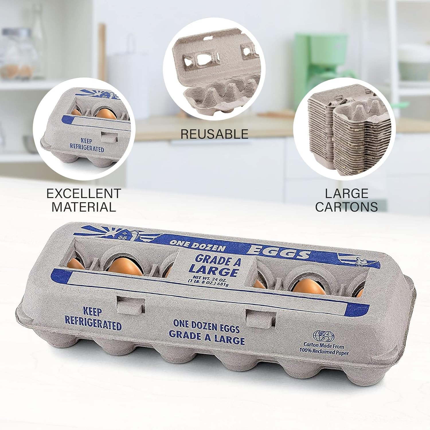 Durable 12-Egg Recycled Pulp Cartons – Perfect for Storage & Gifts – 15 Pack