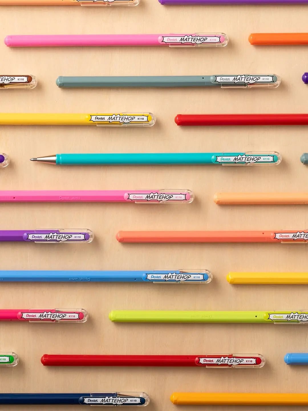 Pentel MATTEHOP Color Gel Pen Set, (1.0 mm), 21 Colors, with Limited Edition Met