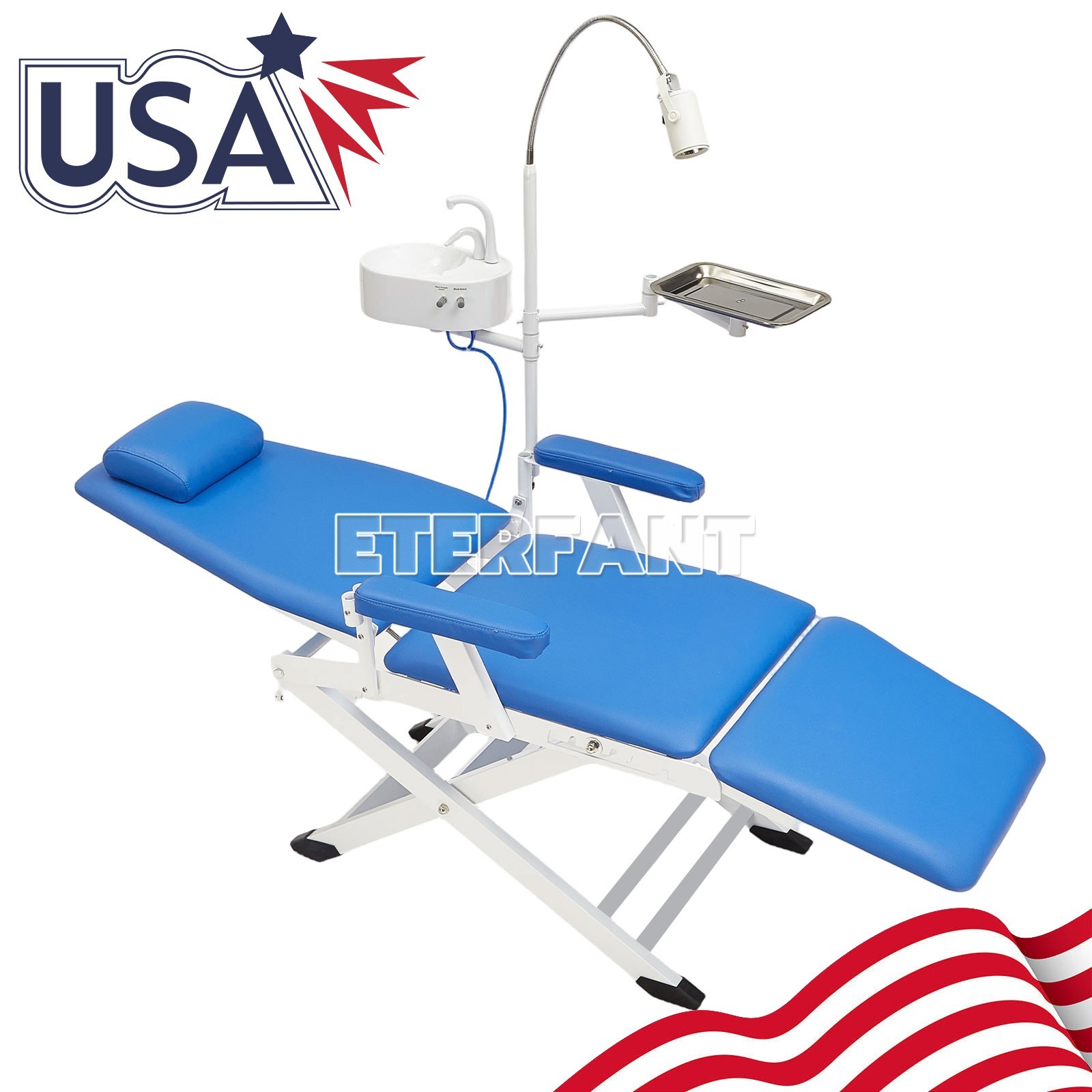 Portable Dental Folding Chair+Exam LED Light/6 LED Shadowless Oral Lamp Light