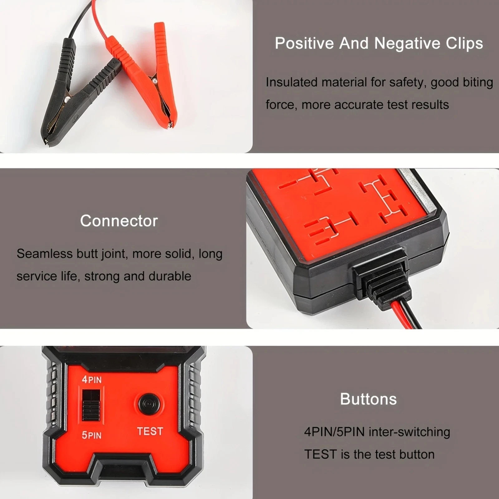 12V Automotive Relay Tester 4/5 Pin LED Car Diagnostic Relay Testing Tool