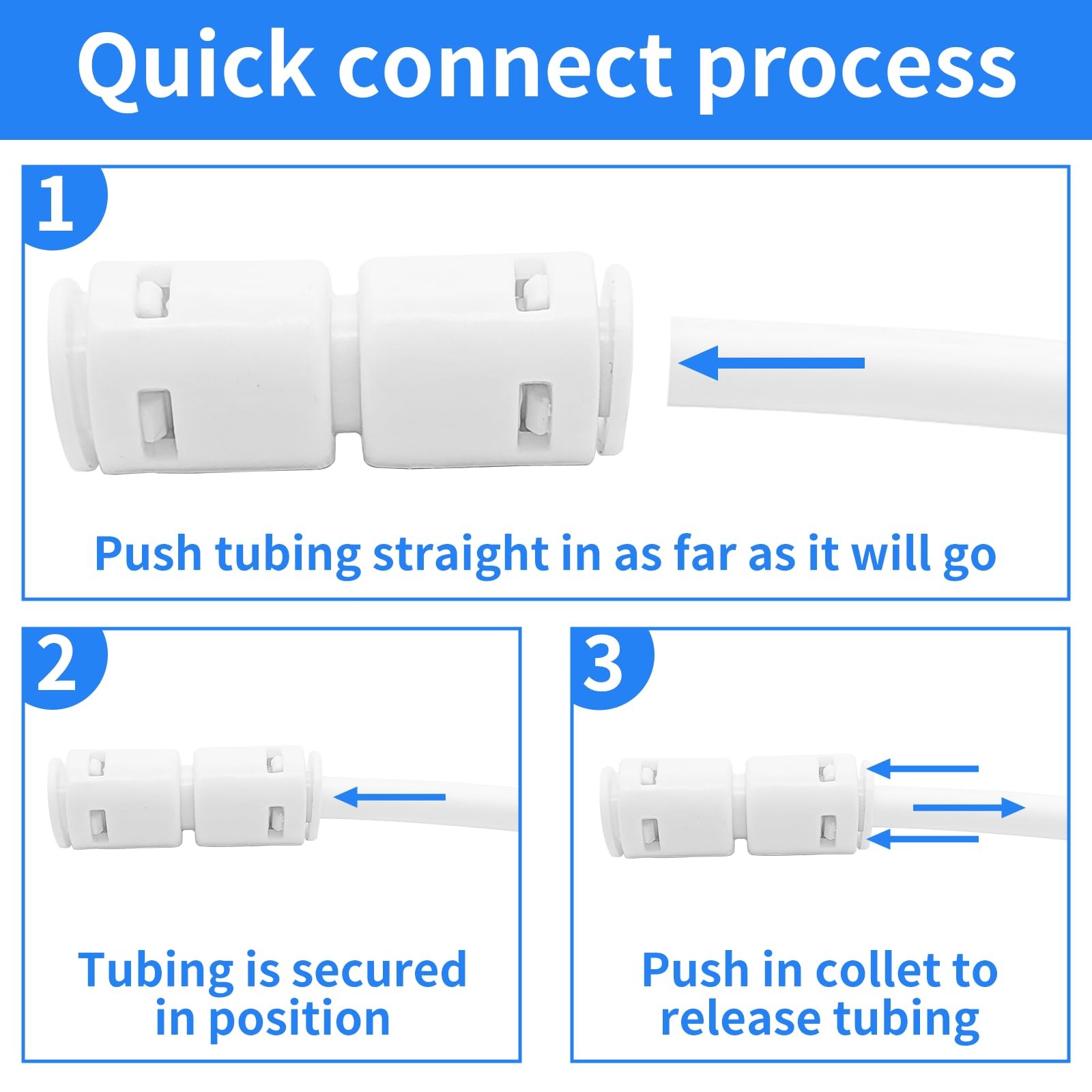 1/4″ Quick Connect Push-To-Connect Water Line Fittings Kit for RO/DI Water Filte