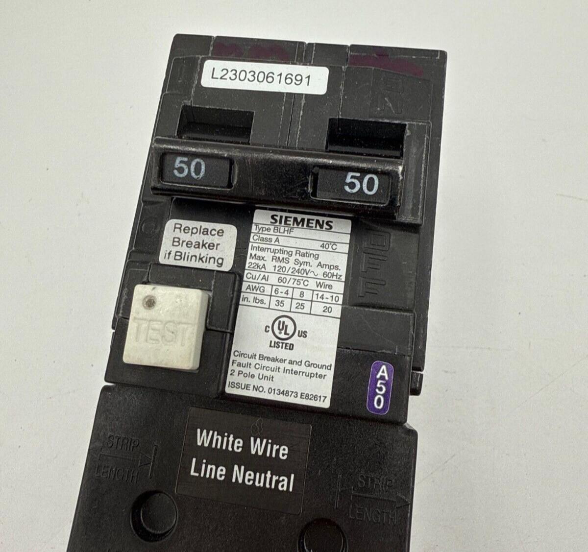 Siemens BF250AH Circuit Breaker 50A 2P 120/240V BLHF 50 Amp 2 Pole Ground Fault