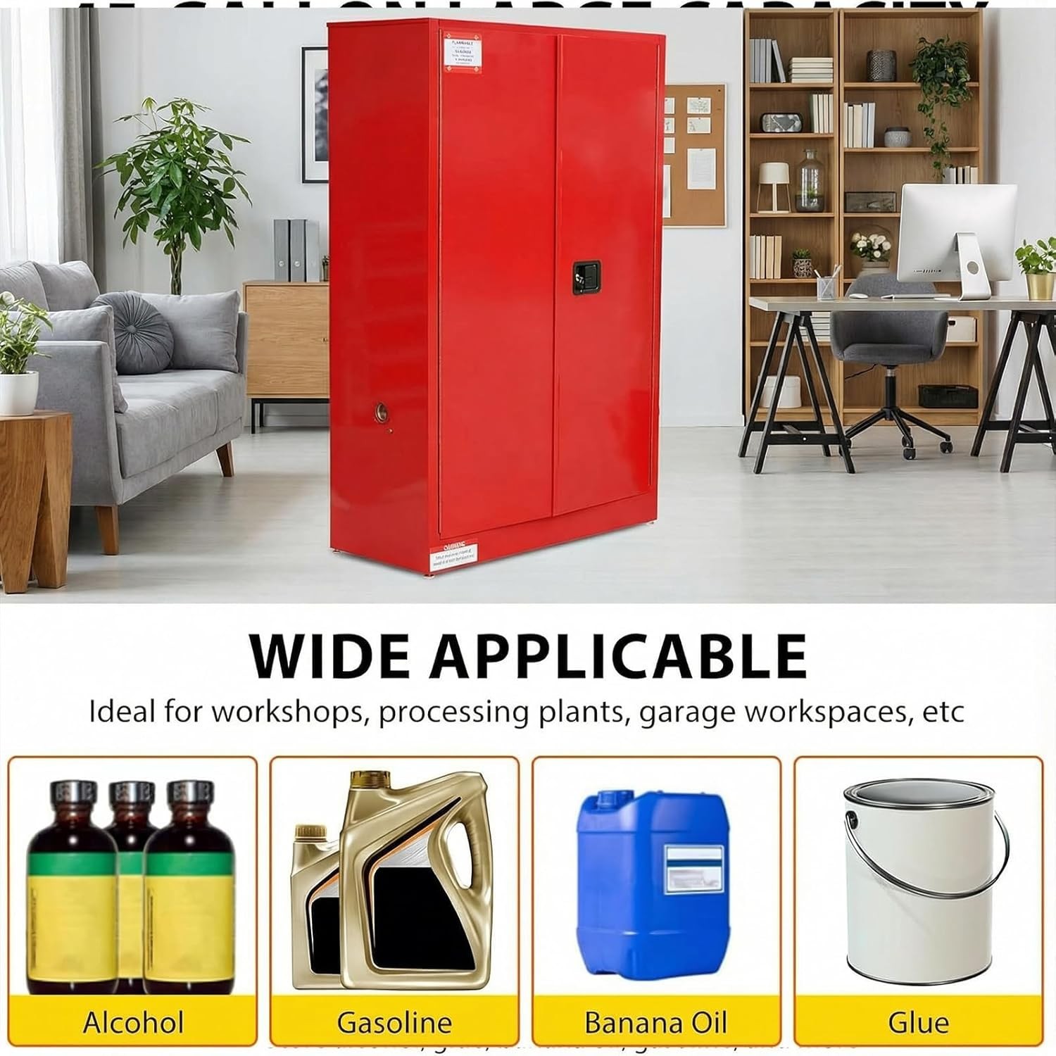 30/45/60 Gallon Flammable Liquids Storage Cabinet Fireproof Steel Safety Cabinet