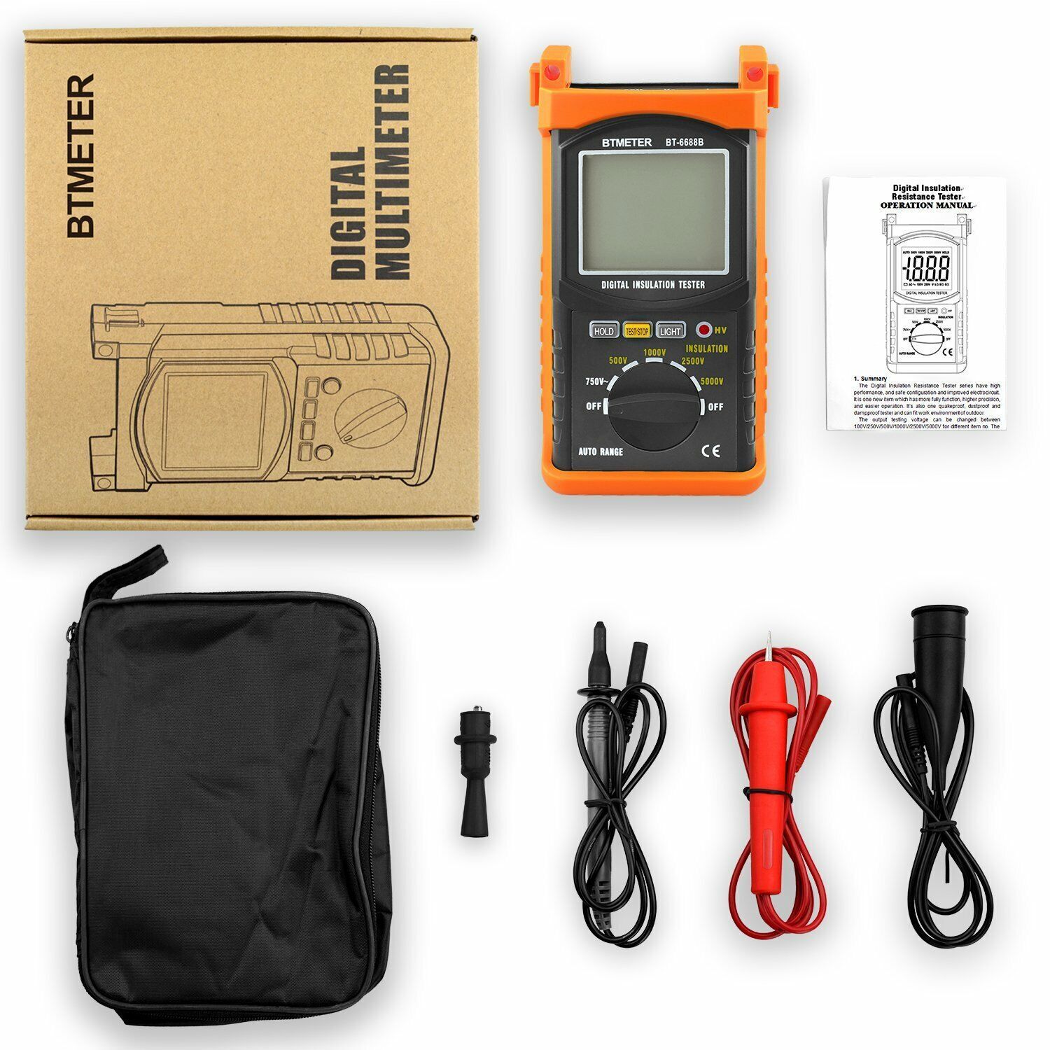 Megohmmeter 200GΩ 5000V 750V AC Auto-Range 1999C Megger Insulation Resistance