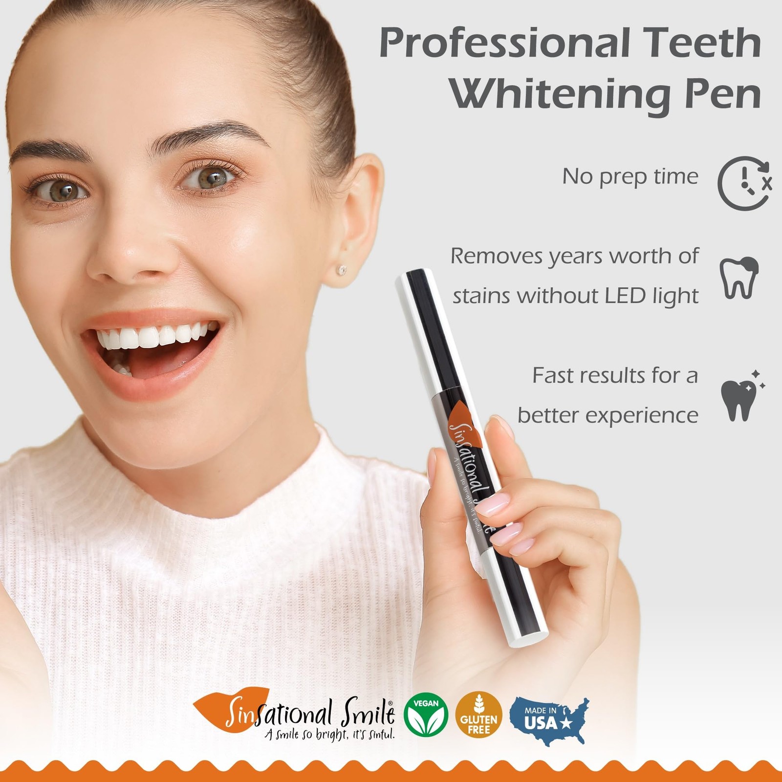 Sinsational Smile Teeth Whitening Pen, Up to 60 0.1 Fl Oz (Pack of 1)