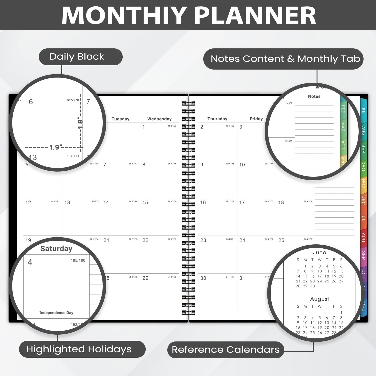 2026-2027 Monthly Planner – Academic Planner/Calendar 8 x 10 inches, Black