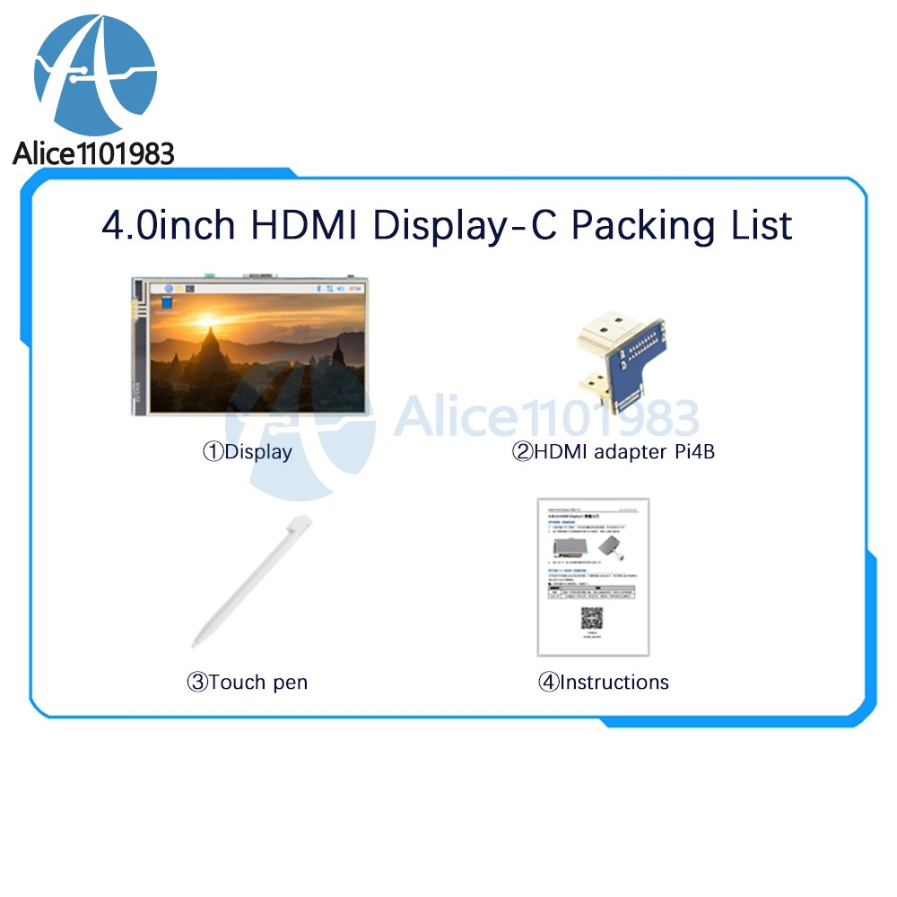 4″ LCD Touch Screen Display Module 800*480 TFT IPS for Raspberry Pi 3 4 B/B+