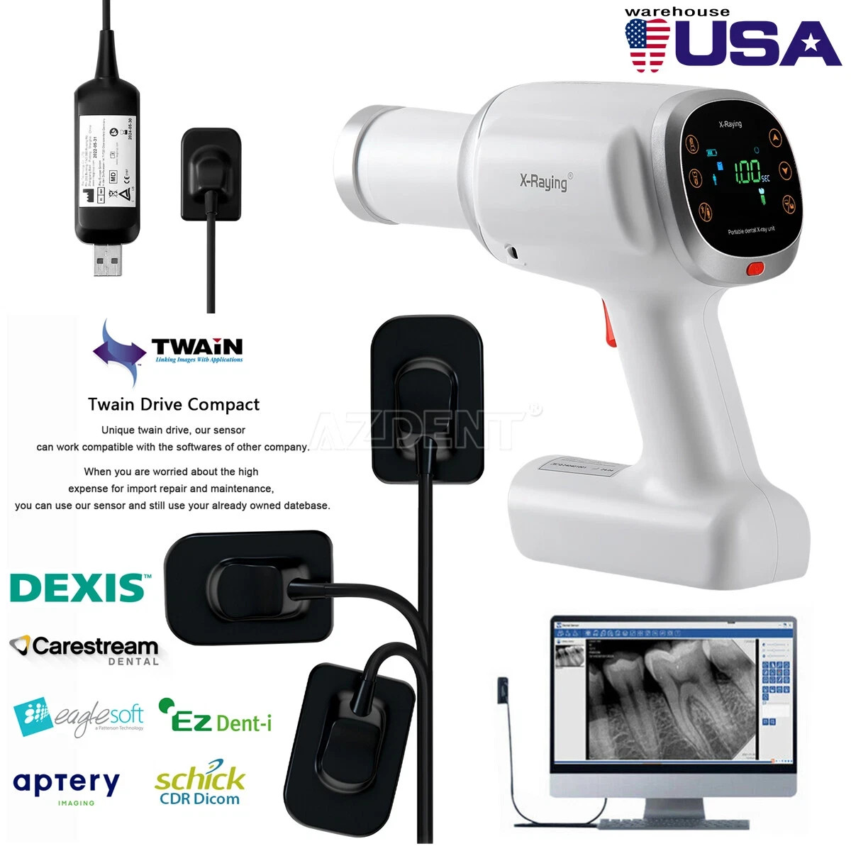 AZDENT Dental Wireless Hygiene Prophy Handpiece 4 Holes 360° Swivel