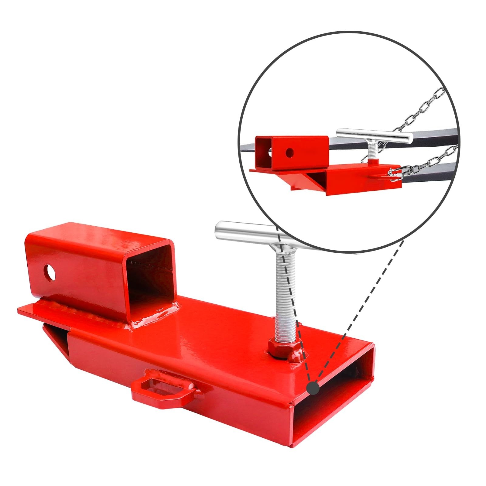 2″ Receiver Forklift Trailer Hitch Attachment, Towing Adapter with Chain – Red