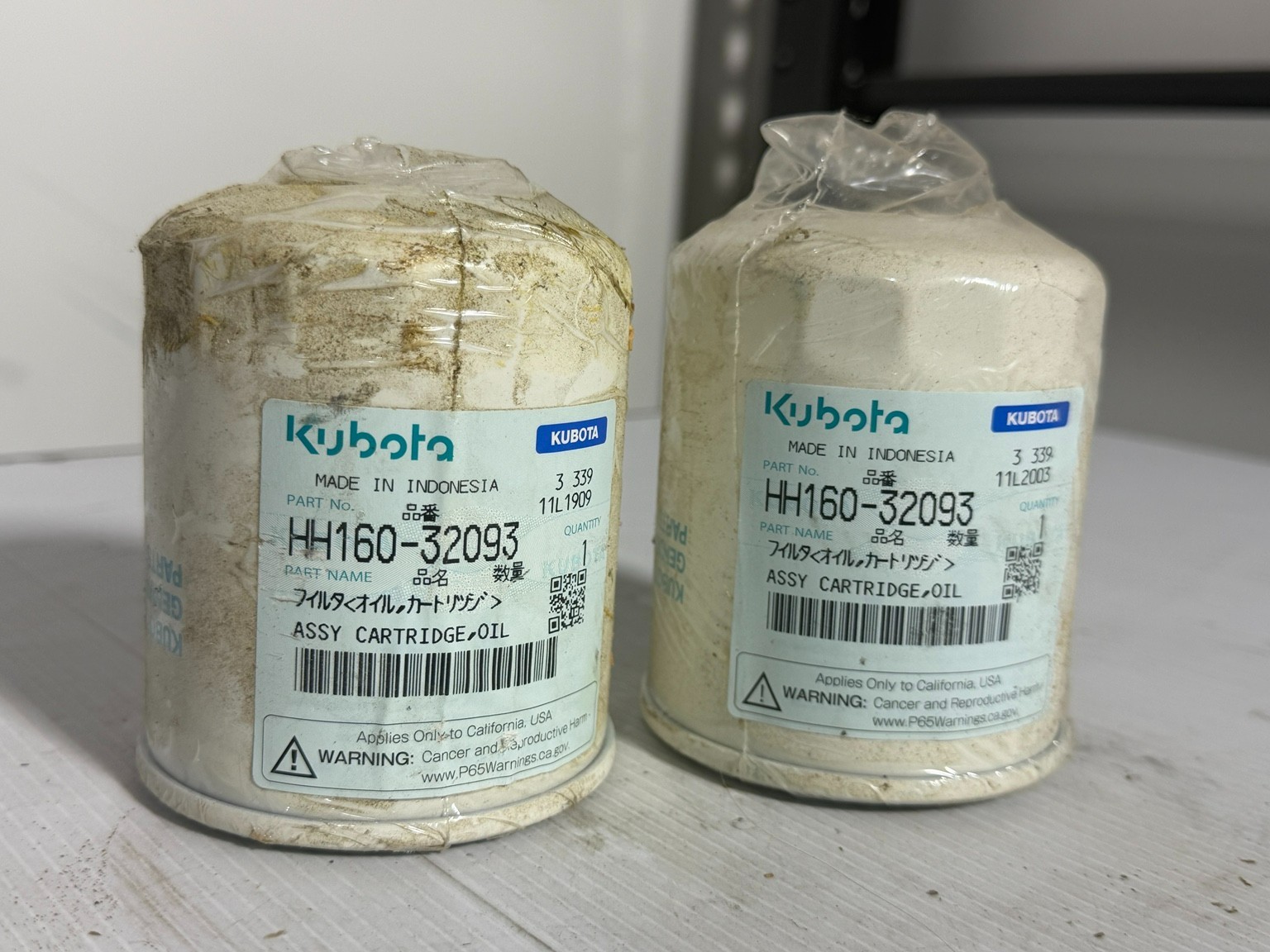 Lot of 2 Genuine Kubota HH160-32093 Engine Oil Filters OEM Made in Indonesia