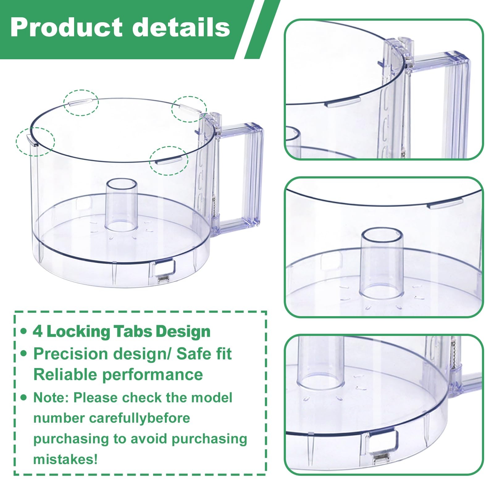 7 Cup Food Processor Work Bowl,FP-631AGTX-1 The 7 Cups, Transparent color
