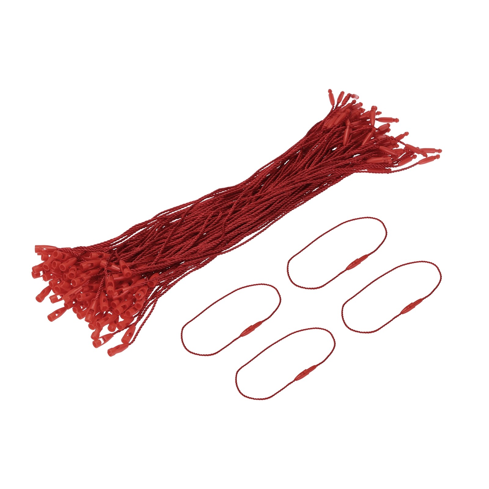 200 x Polyester Rope Hang Tag String Snap Lock 190mm 1mm Red