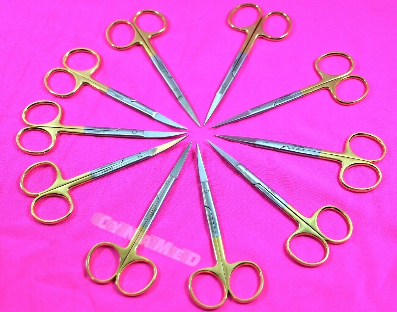 10 GERMAN TC IRIS MICRO SURGICAL SCISSORS STR+CVD 4.5″ W/TUNGSTEN CARBIDE INSERT