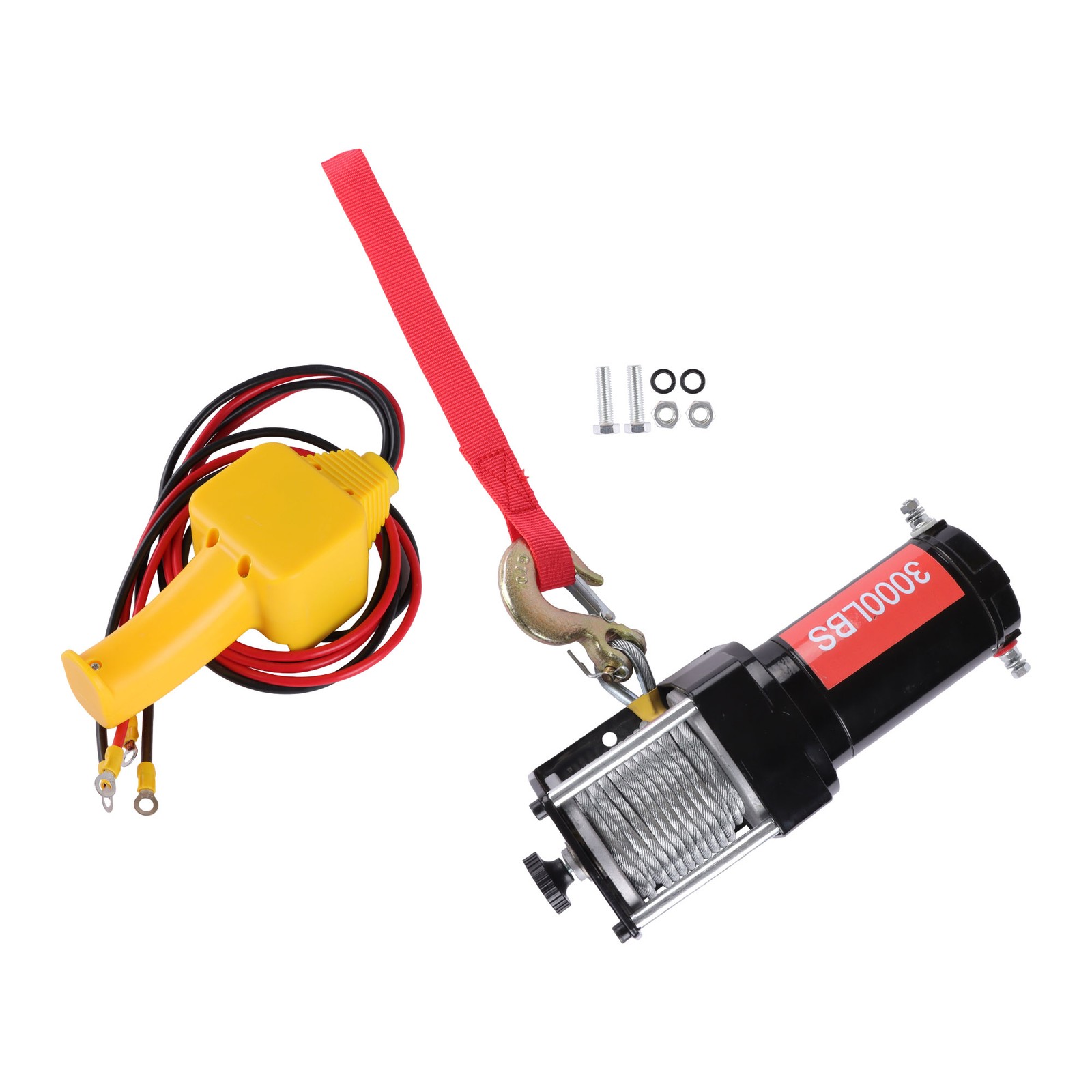 3000lb 32ft Steel Cable Electric Winch 12VDC/1.3HP Copper Motor 135:1 Gear Ratio