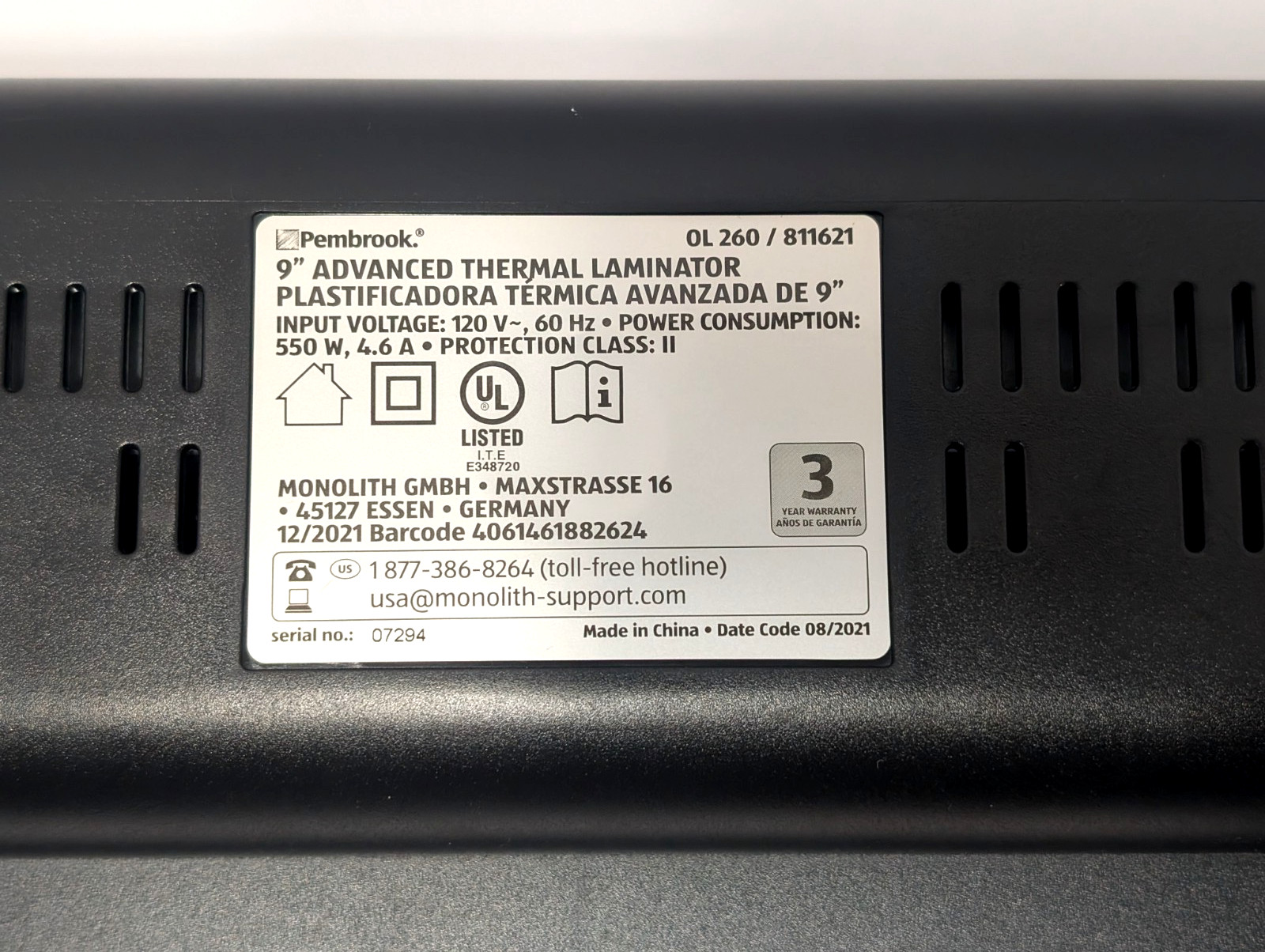 Pembrook 9″ Advanced Thermal Laminator In Box Unused Laminator W/Starter Pack
