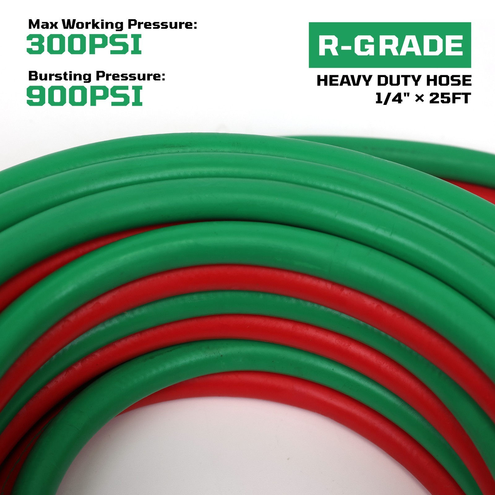 1/4″ x 25′ Twin Welding Hose ? Meets RMA/CGA Standards for Grade R, Type D)