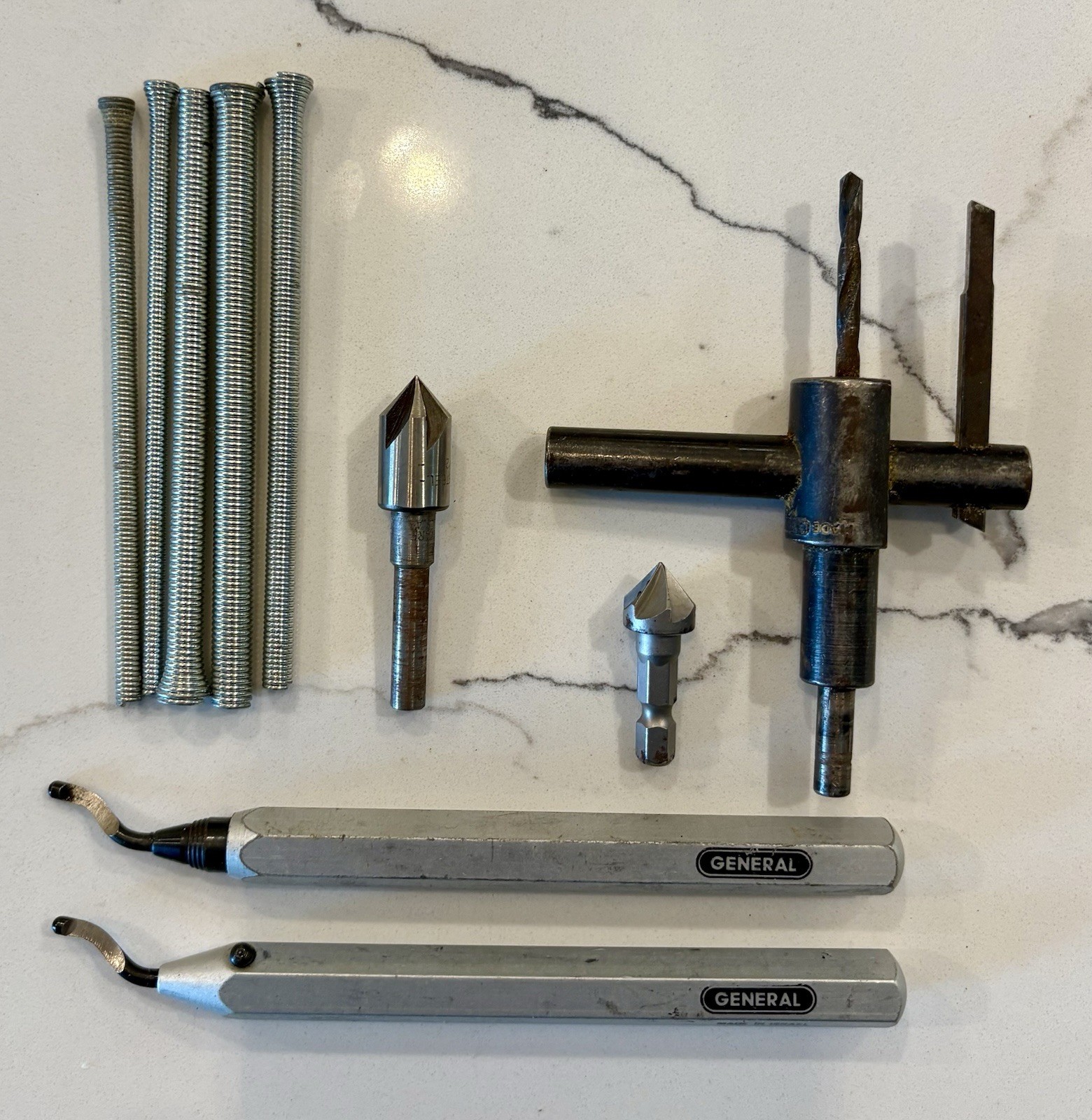 Vintage Metalworking Tool Lot Stanley Circle Cutter General Deburring Rulers Spr