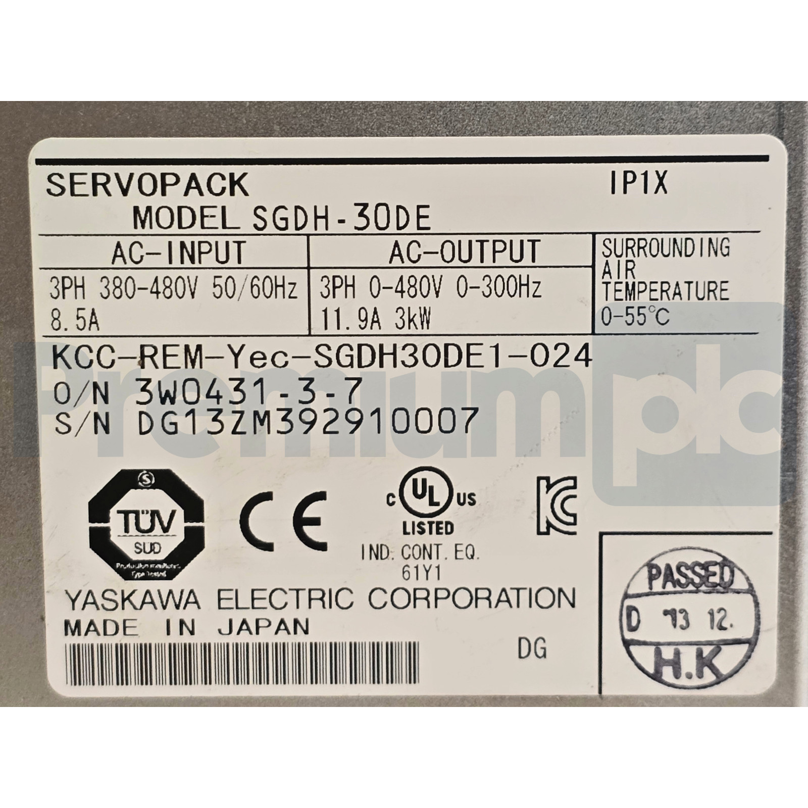 YASKAWA SGDH-30DE / SGDH30DE SIGMA II SERVOPACK AMPLIFIER 400V 3kW w/JUSP-NS500