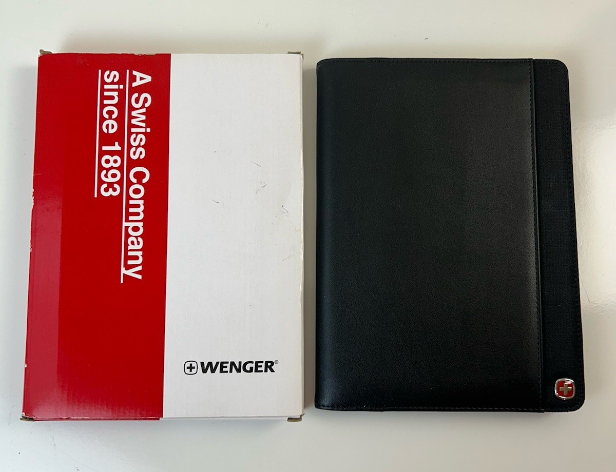 Wenger Black Portfolio Organizer Padfolio Business Document Case Notebook New