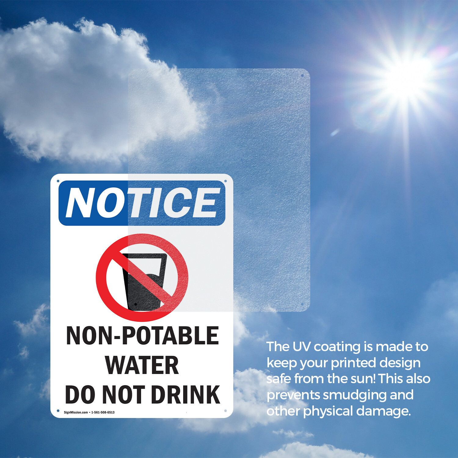 (2 Pack) Non-Potable Water OSHA Notice Sign Decal Metal Plastic