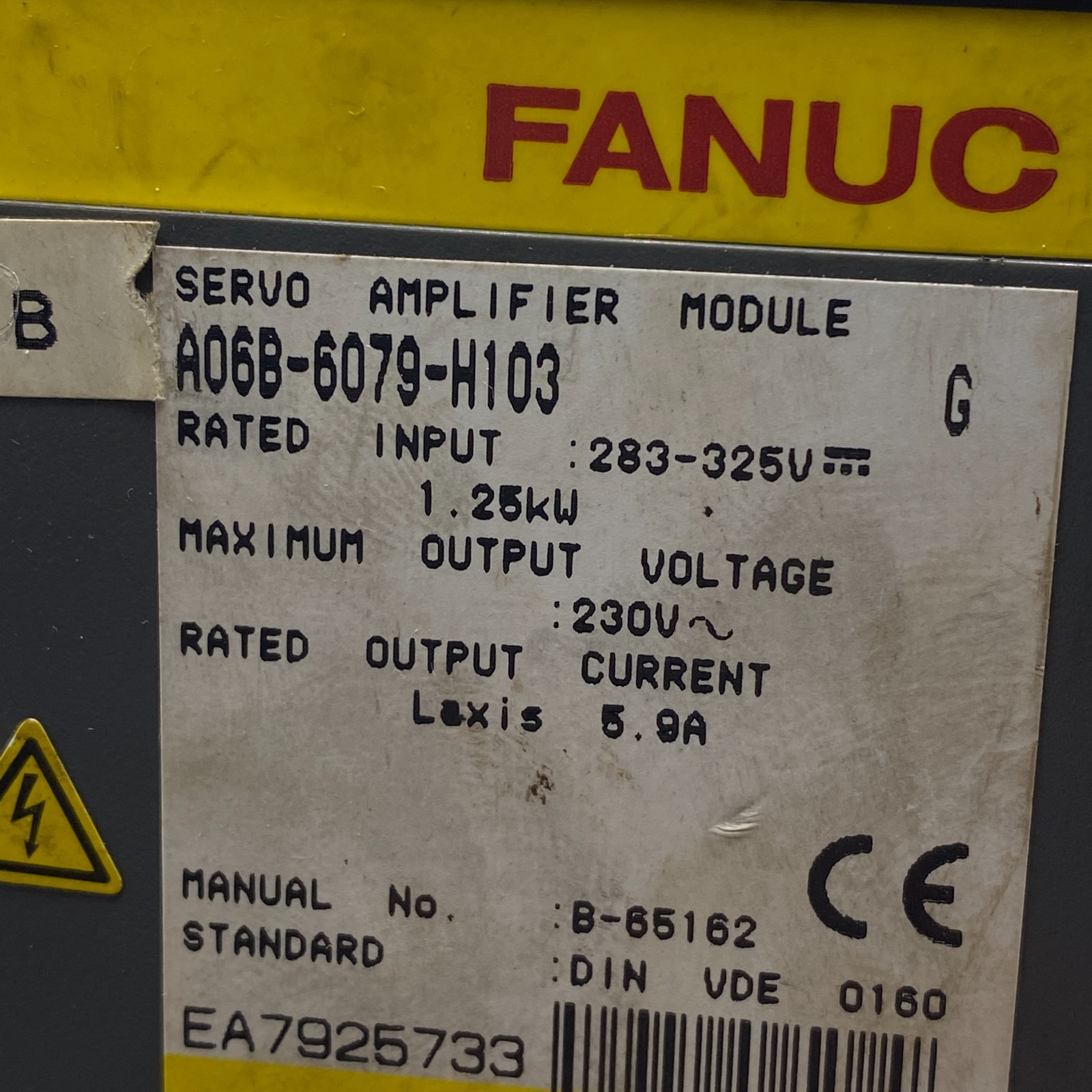 FANUC A06B-6079-H106 SERVO AMPLIFIER MODULE A06B6079H106 283-325V 1.25KW