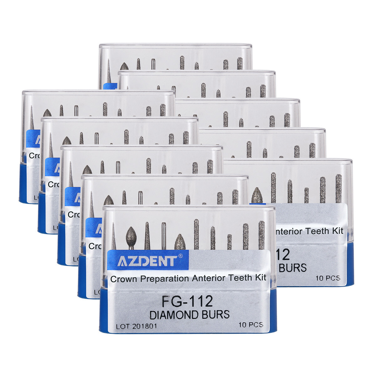 AZDENT Dental Air Turbine Crown Preparation Diamond Burs Anterior Teeth Drills