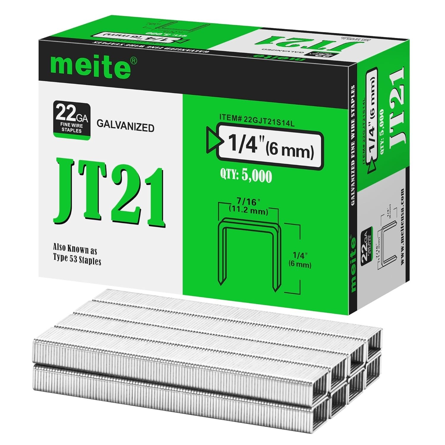 meite JT21 Staples 22GA 7/16″ Crown Galvanized Upholstery Staples 5,000 Counts