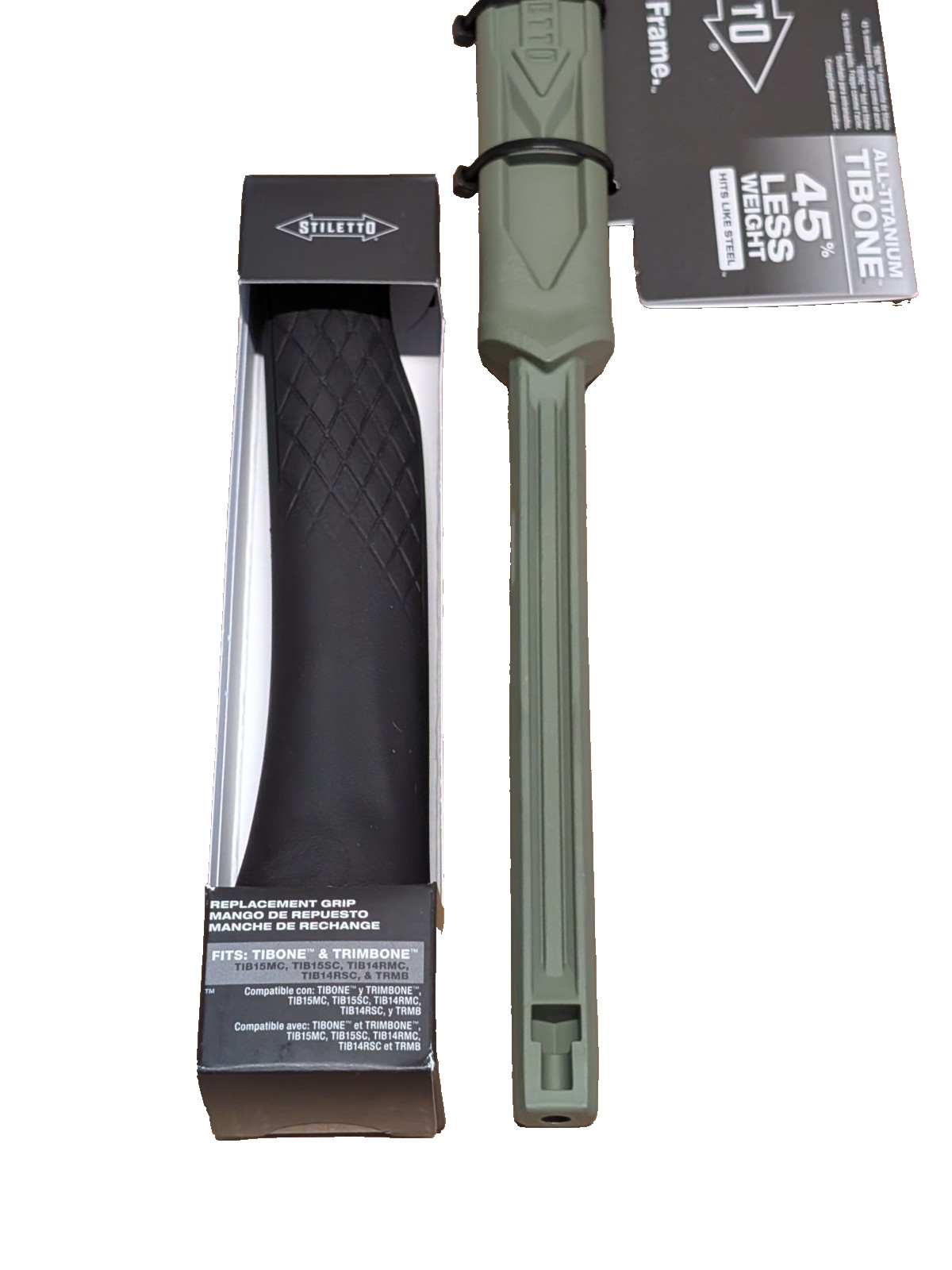Stiletto Tibone 15Oz Milled/curved Titanium, Limited Edition Green
