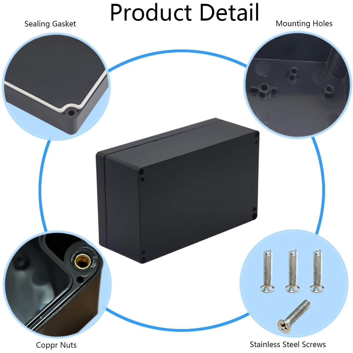 Junction Box, Project Case Power Junction Box, Project Box Black (7.87″X4.72″X