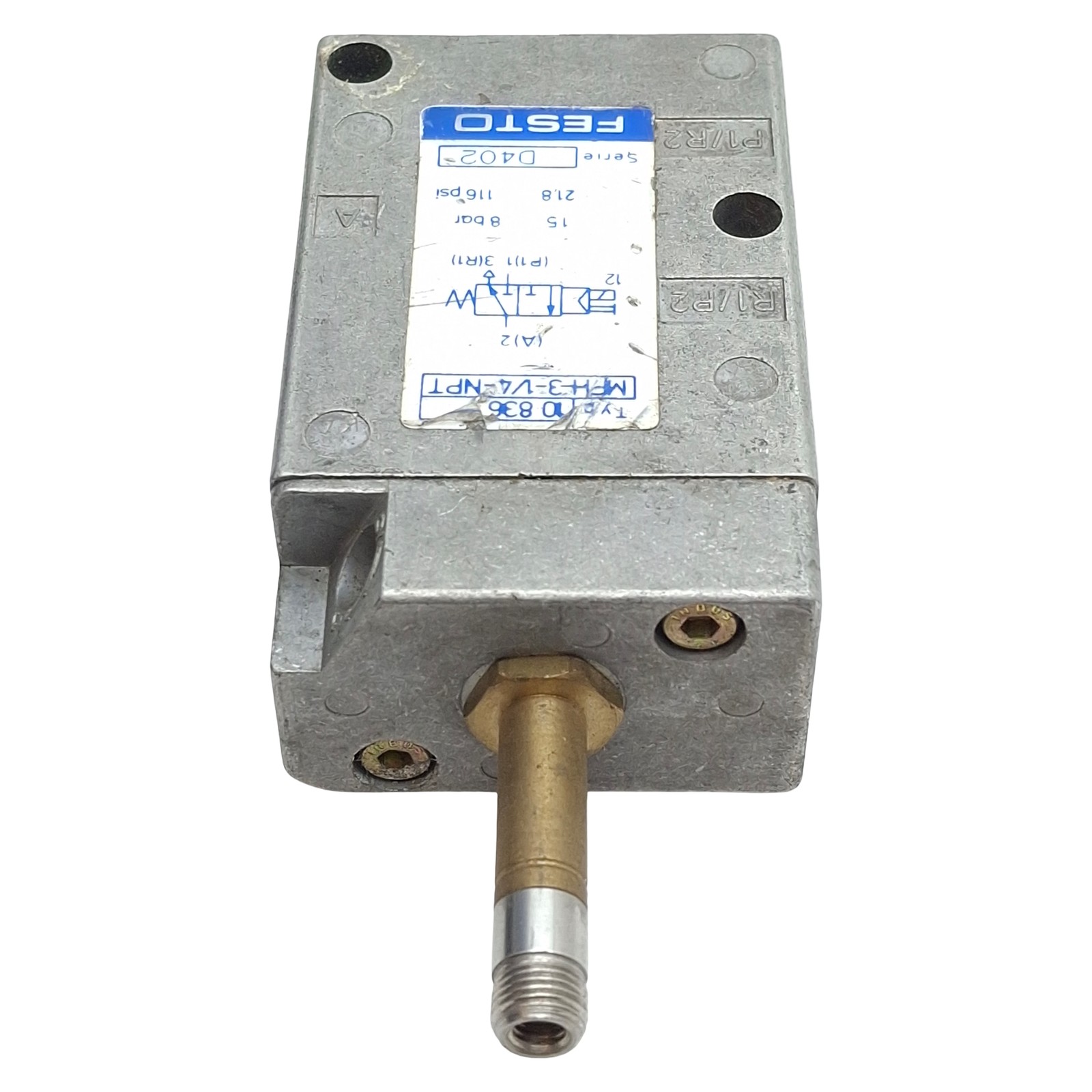 Festo MFH-3-1/4-NPT Solenoid Valve, 3/2-Way, 1/4in NPT, M5, 0.15-0.8MPa