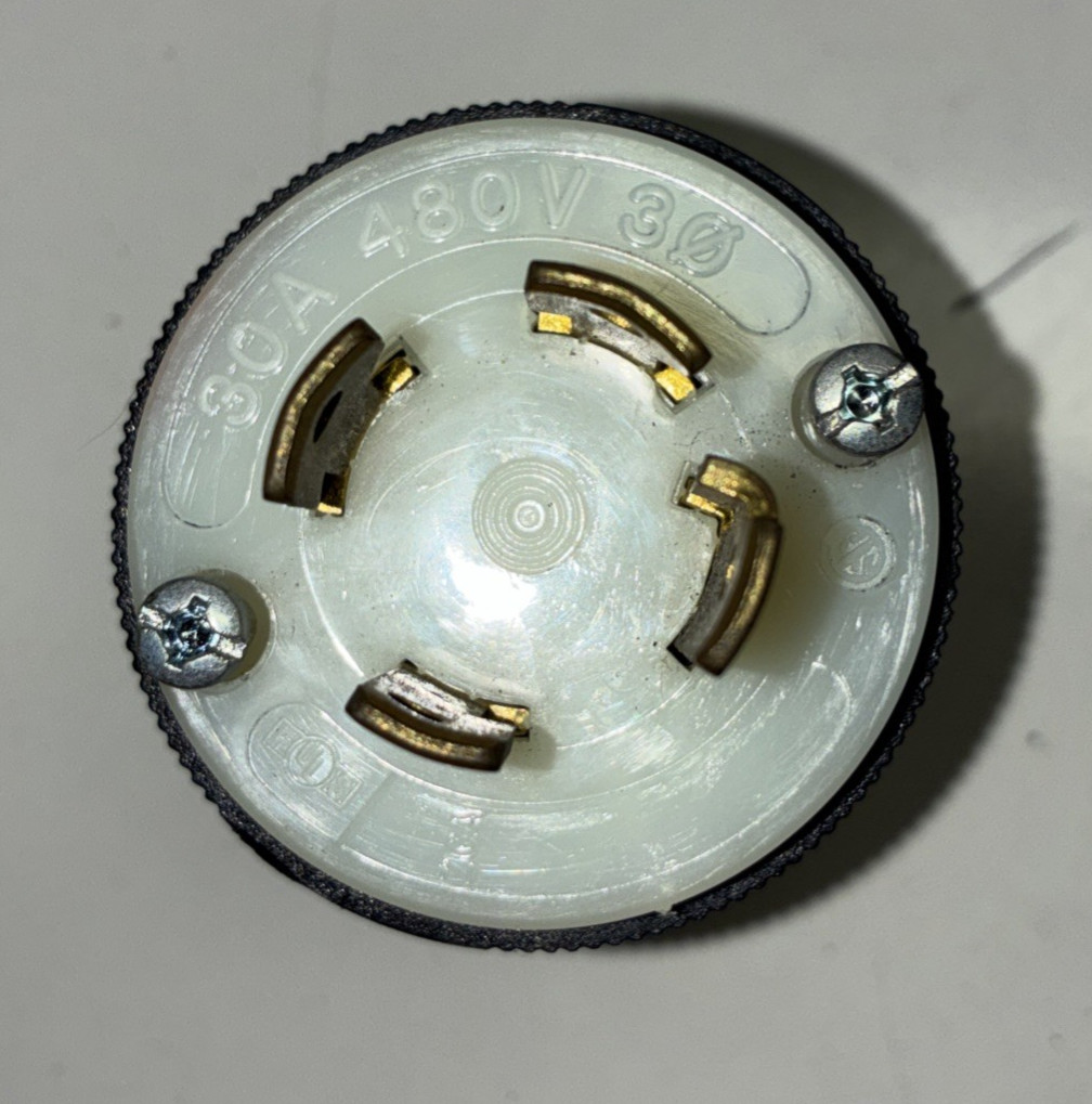 Hubbell HBL2731 Twist-Lock Plug 30A 3-Phase 480VAC NEMA L16-30P NOS No Box