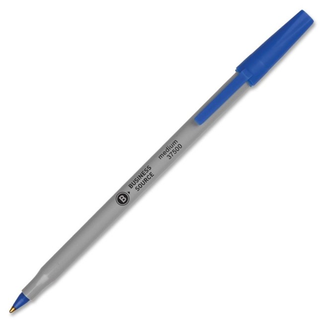 Business Source BSN37532 Ballpoint Stick Pens Blue Ink 60/Box
