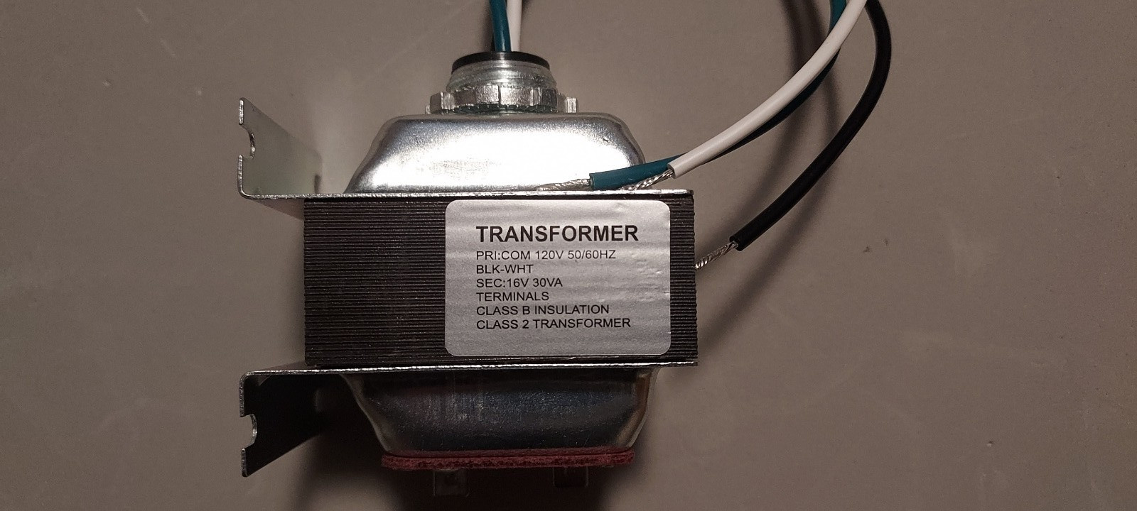 Transformer, 120 volts 60hz, to 16v, 30va
